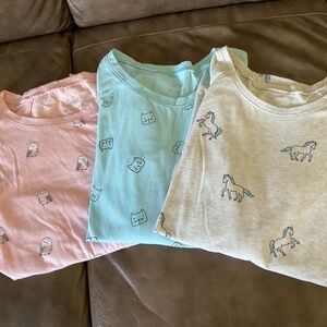 JUSTICE girls long sleeve shirts - owls, cats, unicorns